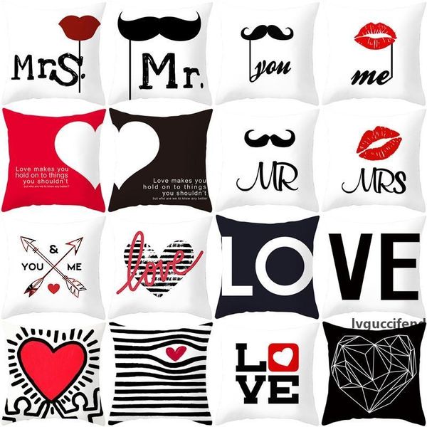 

valentine day pillowcase love you mr mrs letters printed pillow cover home office sofa throw pillow case lovers pillow cover