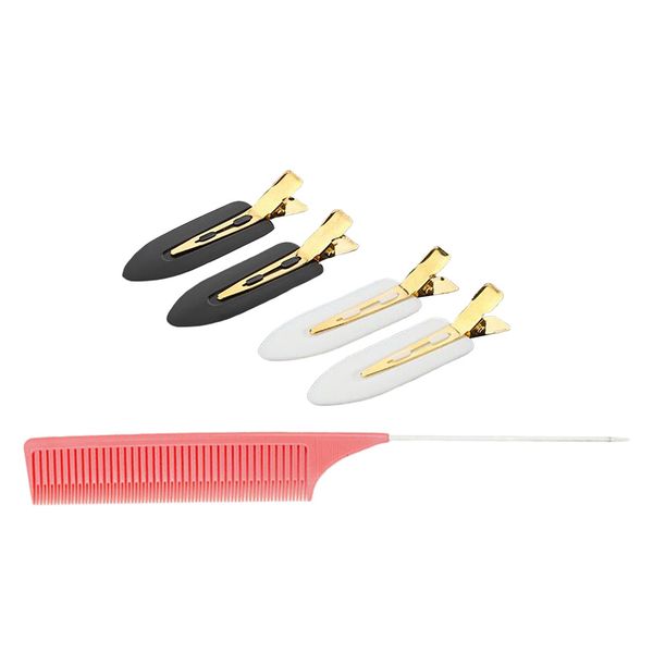 

no bend hair clip no crease clips perming makeup clamps with salon comb, Brown