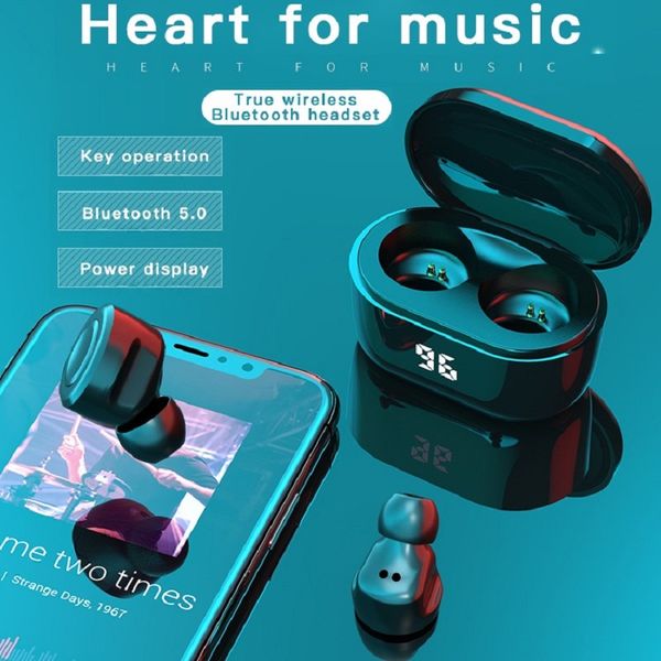Kablosuz Kulaklık 5.0 TWS Bluetooth Kulaklık Otomatik Bağlantı Temizle Dokunmatik Kablosuz Kulaklıklar Şarj Durumda LED Ekran Kafa Telefonları