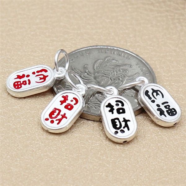

s990 sterling silver plain pendant diy bracelet silver lucky naifu tag pendant beads handmade bracelet diy accessories