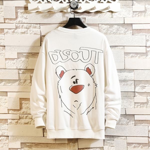 

2020 spring new men's printed cartoon sweater youth loose round neck base shirt pullover pullover, Black