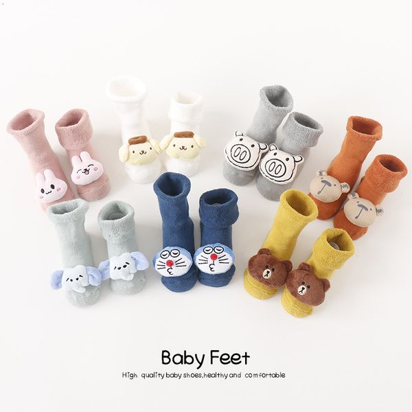 

cotton baby socks cartoon fruit newborn socks anti slip infant floor stocks for children kids autumn spring, Pink;yellow