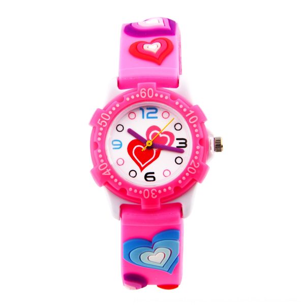 

children's 3d cartoon children's environmental protection gift watch love girl's watch, Blue