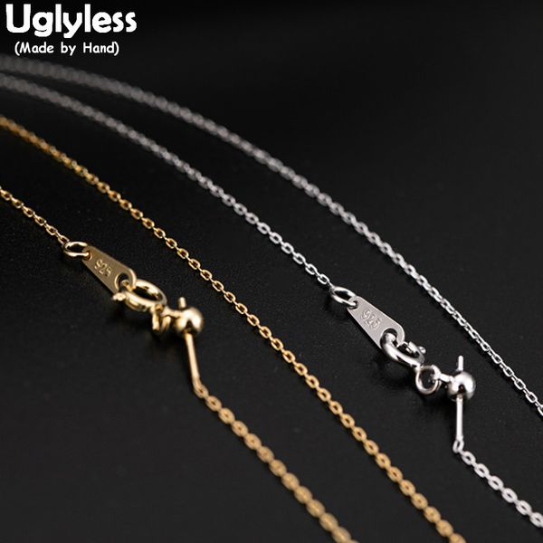 

uglyless new length adjustable by silicone balls 925 silver chains for men women 1mm super thin chain necklaces accessory