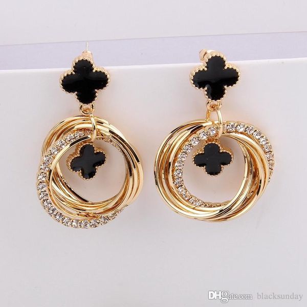 

fashion women earrings four-leaf clover round earbob brand designer jewelry earrings for party s925 the silver earrings, Golden;silver