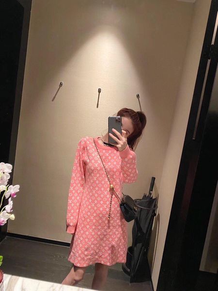 

limited presbyopia pink full-print knitted sweater womens designer dress clothes long tshirt dress size, Black;green