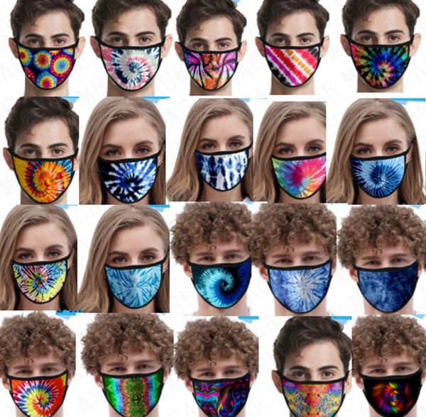

color tie dye print mask adults kids face mask anti dust haza ice silk washable mouth-muffle covers fashion reusable masks d71501, Blue