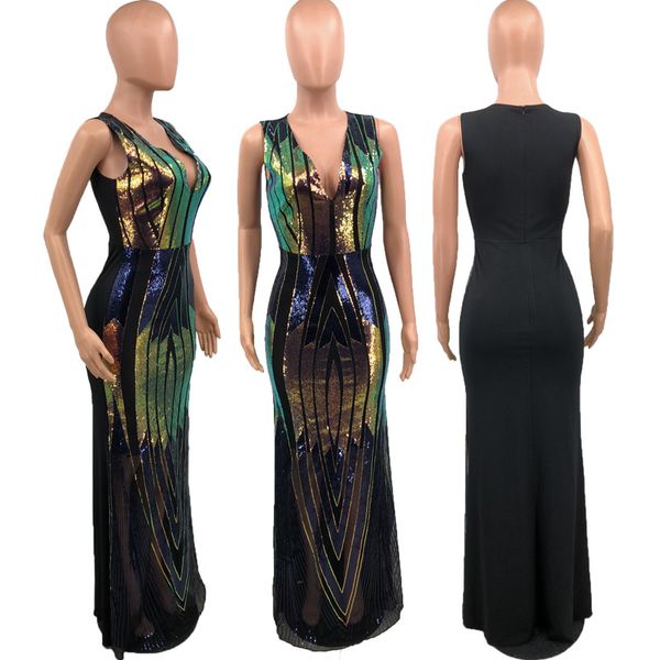 

2020 new fashion sequined vest large swing dress lining at sequined cross-border womens one-piece delivery spot, White;black