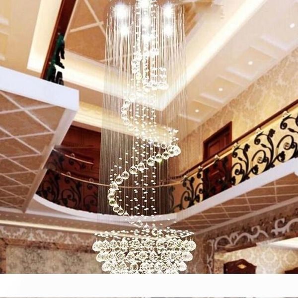 

современные светодиодные d40 d60 d80 d100cm k9 clear crystal потолочное освещение лампы люстры penthouse винтовая лестница вилла гостиная св