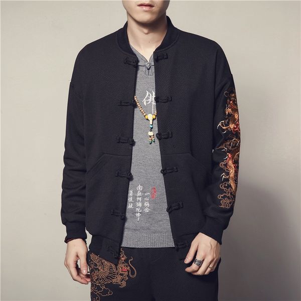 

traditional chinese clothing for men dragon bomber jacket bruce uniform oriental suit autumn clothes men 2020 kk2998, Red