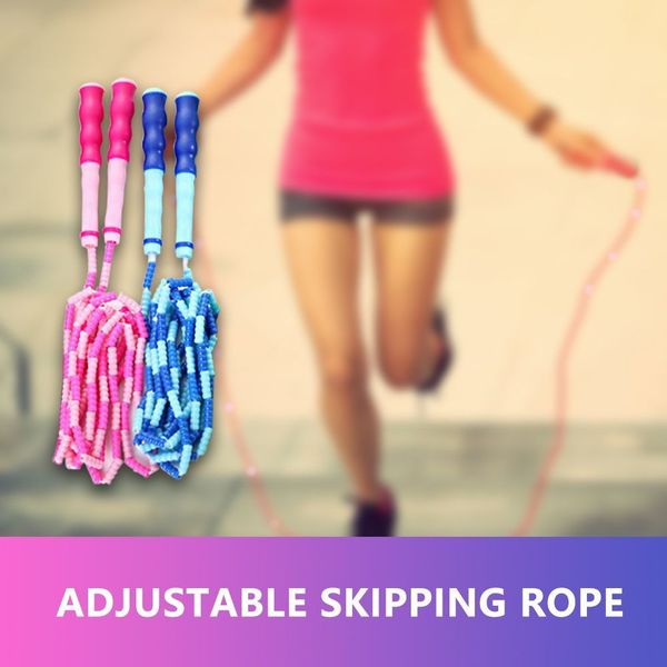 

2pcs jump rope soft beaded tangle-segmented length adjustable skipping rope