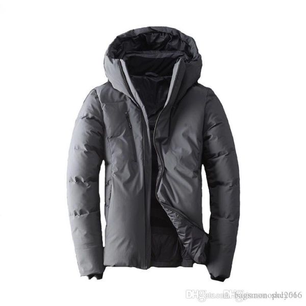 

hooded down jacket coat for men white duck thick warm male designer parka overcoat fitted outdoor winter clothing short coat with stripe, Black