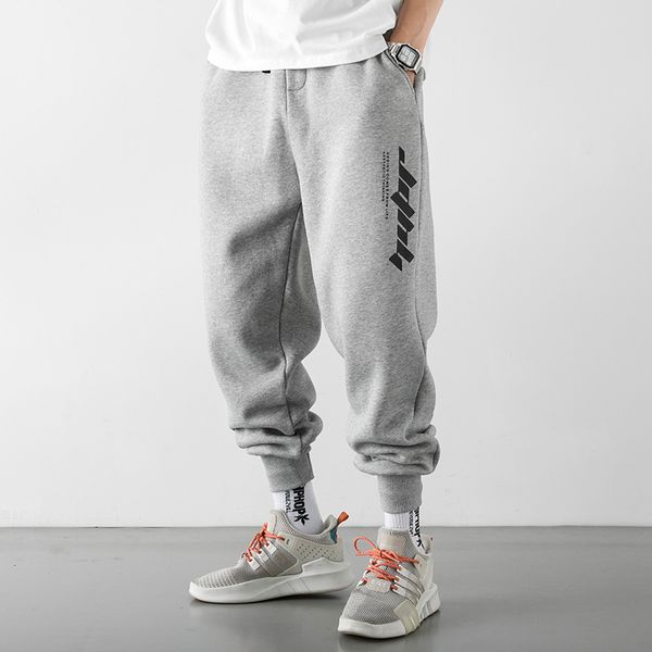 

pants mens casual sports pants men spring and autumn new fashion loose printed drawstring harem, Black