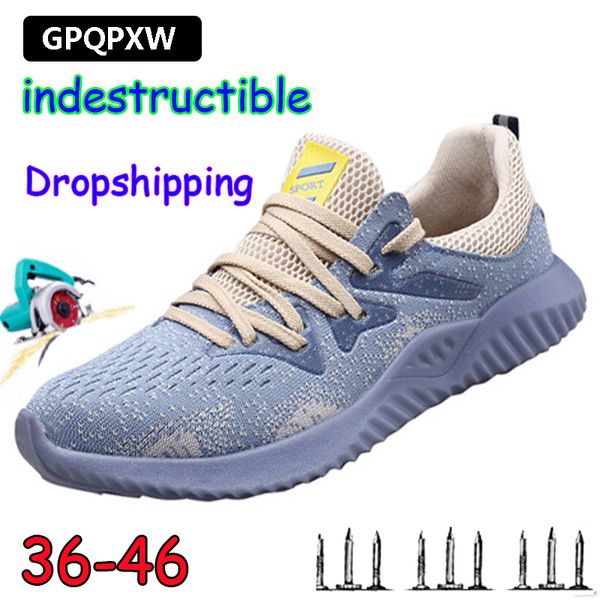 

19dropshipping indestructible ryder shoes men and women air safety steel toe boots puncture-proof sneakers breathable work shoes, Black