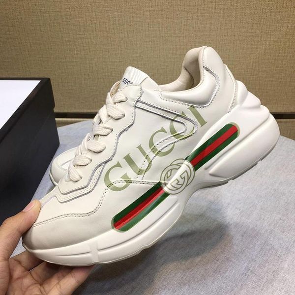 

fashion sneakers women shoes breathable footwears with box chaussures pour femme comfort lady casual shoes luxury rhyton sneaker drop ship, Black