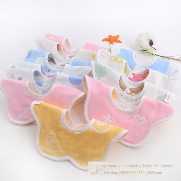 

six-layer gauze pure cotton 360-degree rotating petal children's saliva towel bib bib anti-dirty waterproof saliva towel