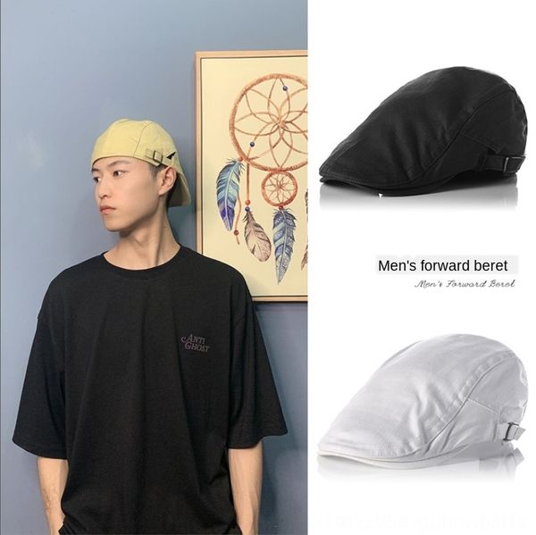 

korean cotton hat british style men's solid color duck tongue forward cap women's painter beret beret summer tide, Blue;gray