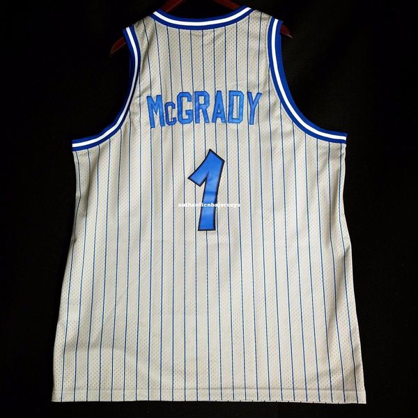 

100% stitched tracy mcgrady #1 sewn jersey white mens size xs-6xl stitched basketball jerseys ncaa, Gray
