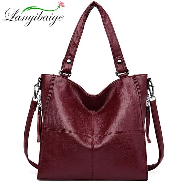

2020 women leather handbags handle bags female soft leather shoulder bag vintage bolsa feminina ladies hand bag
