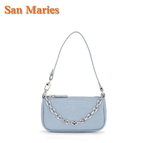 

san maries fashion crocodile pattern baguette bags leather shoulder tote for women 2020 chain design luxury hand bag female