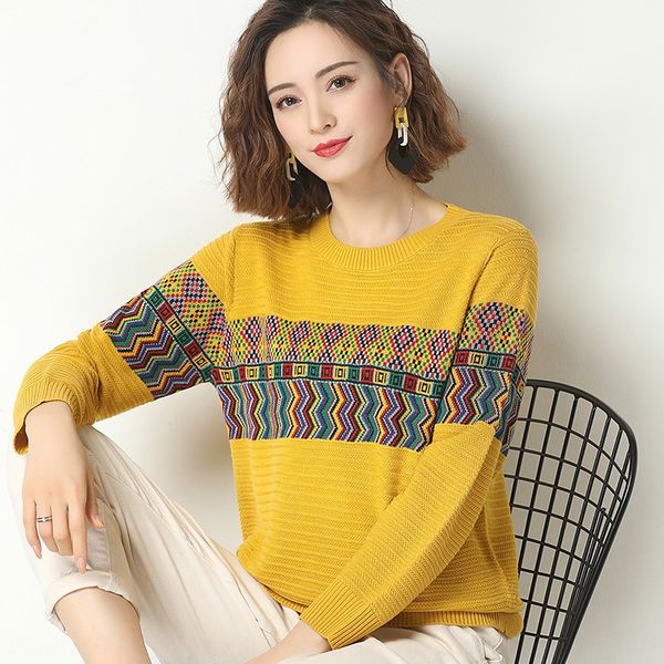 

fashion sweet style long sleeve sweater for women 2020 new loose and popular printed sweater for outer wear season, White