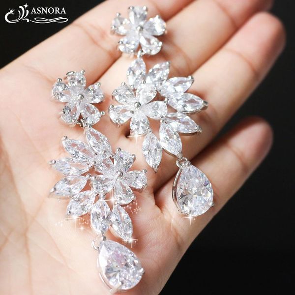 

asnora моды блестящий циркон серьги для женщин bridal ювелирных изделий серьги свадебные аксессуары серег девочек bithday подарки, Silver