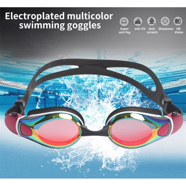 

goggles anti-fog swimming waterproof hd colorful silicone eye protection plating