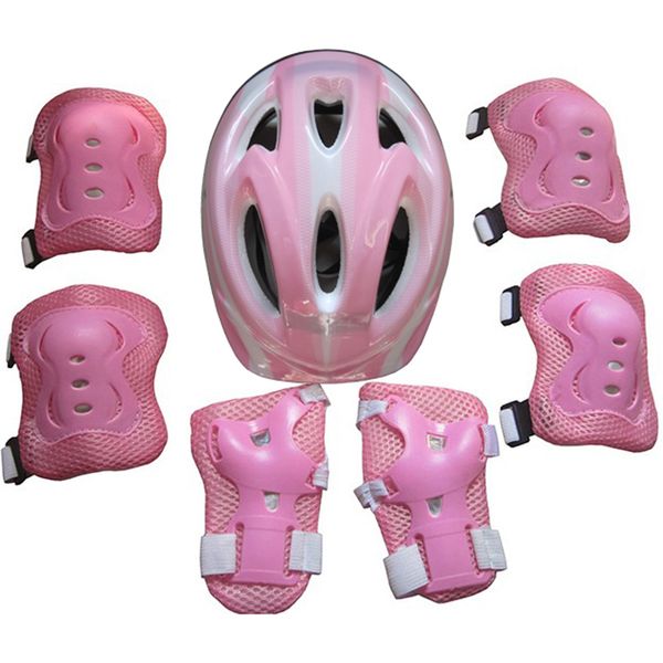 

skateboarding 7pcs kid child roller skating bike helmet knee wrist guard elbow pad pieces children head skateboard pads