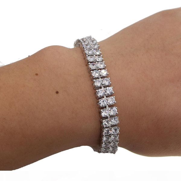 

l round cut mens tennis bracelet zirconia triple lock hiphop jewelry cubic luxury crystal cz men fashion charm bracelets, Golden;silver