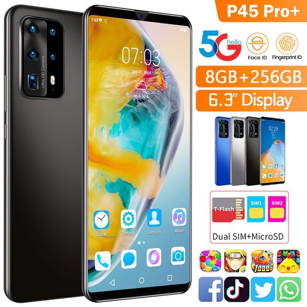 

new 2020wish cross-border p45pro+ mobile phone 6.3-inch full-screen android smartphone low-cost direct sales