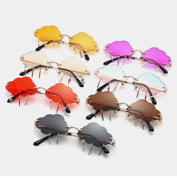 

2020 womens designer shades party rimless sunglasses clouds irregular shape sun glasses street fashion sunglass lunettes de soleil pou, White;black