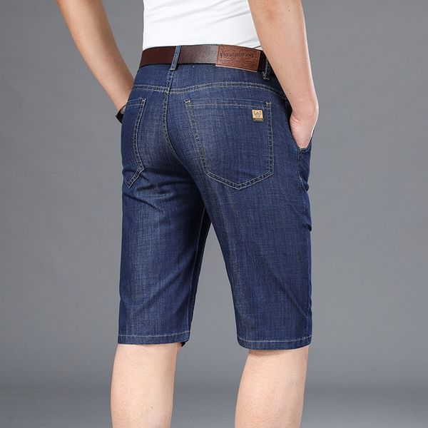 

modal thin stretch five-point pants men's business and clothing shorts casual denim shorts slim fit breeches straight men's clothi, Blue