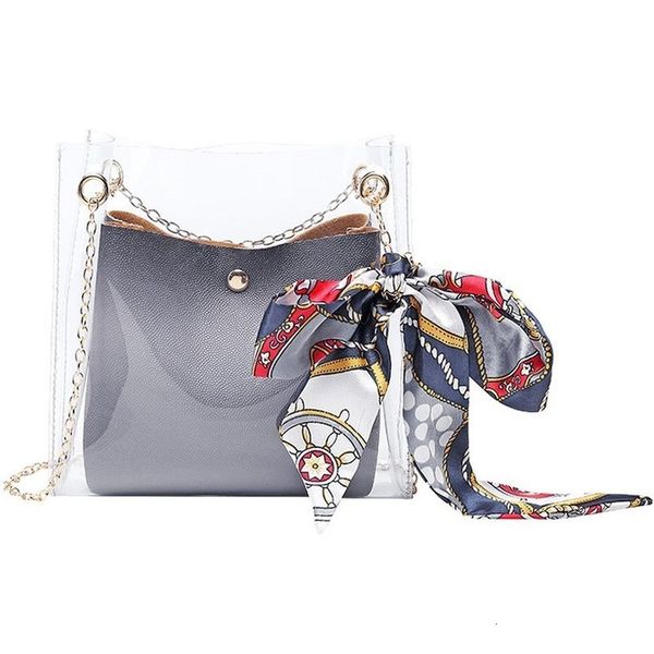 

2 set transparent shoulder bucket bags for women fashion ladies casual messenger shopping pvc jelly handbags bolsas femininas 25