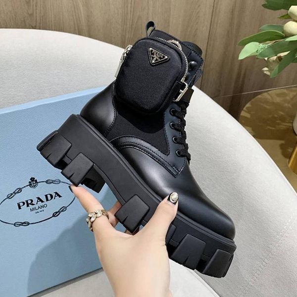 

2020 luxury designer womens breathable short boots,womens leather thick sole fashion boots roman boots with zipper pouch size 35-40 0053, Black