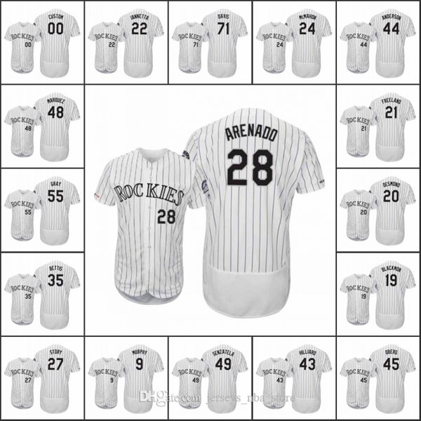 

colorado rockies men #28 nolan arenado 19 charlie blackmon 27 trevor story women youth 150th anniversary patch custom jerseys, Blue;black