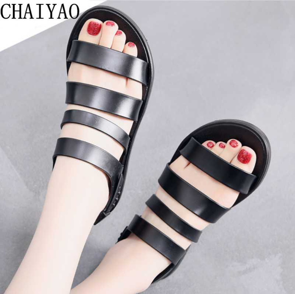 

waterproof women's sandals 2020 new ladies beach open toe femmes sandals fashion soft light buckle strap flatform women's shoes, Black