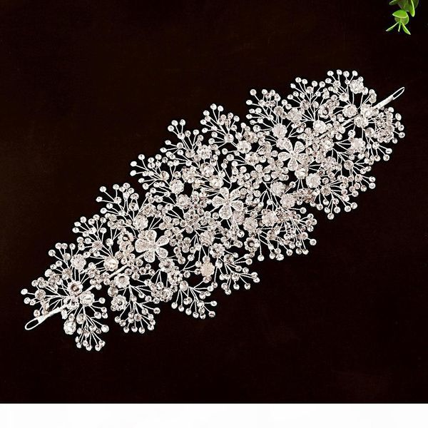 

luxury clear crystal bridal tiara handmade wedding hair jewelry headband accessories headpiece women crowns pageant j190701, Golden;white