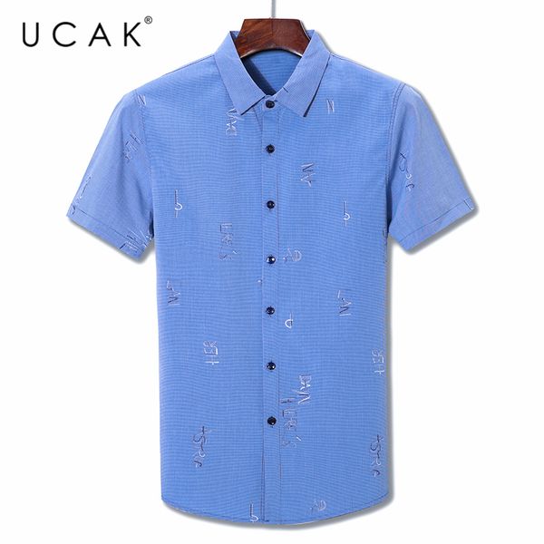 

ucak brand men striped shirts clothes 2020 summer new arrival short sleeve shirt homme turn-dwon collar clothing u6060, White;black