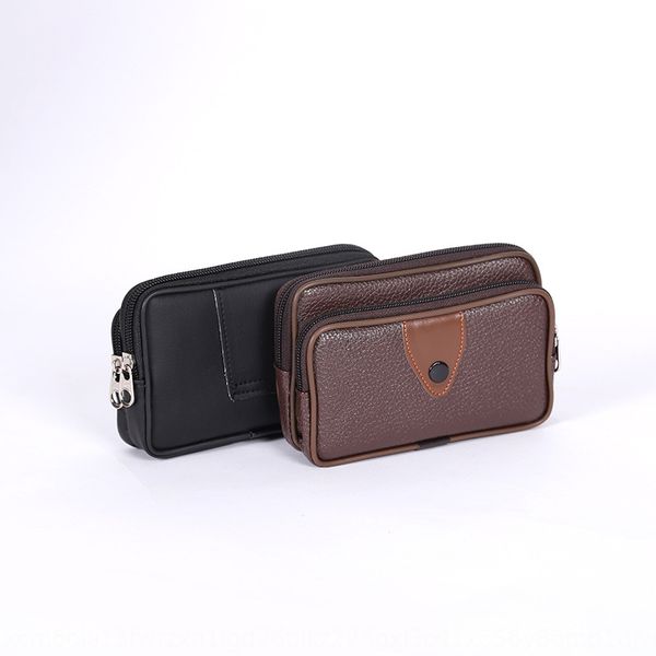 

gxwzm 5-inch mobile running bag men wearing belt horizontal style old man mobile phone leather cellphone hanging leather cover anti-theft me