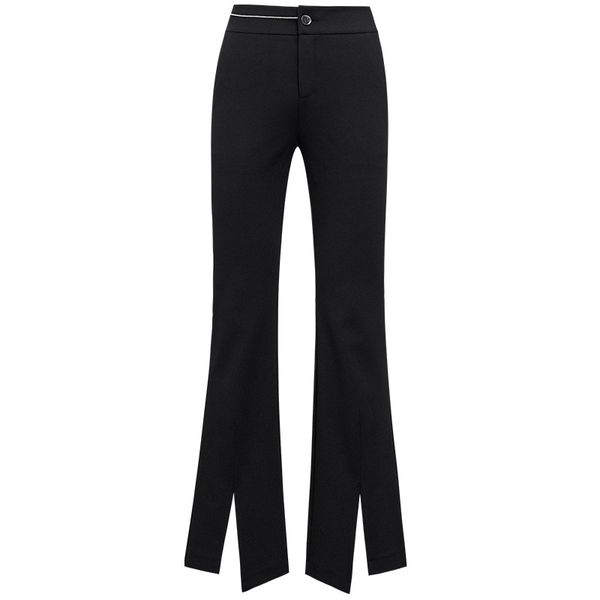 

moda feminina 2020 pantalon femme women's office pants with split zipper office lady full length flare pants fashion, Black;white