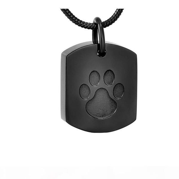 

dog paw etching stainless steel memorial urn jewelry loss of pet keepsake cremation pendant necklace, Silver