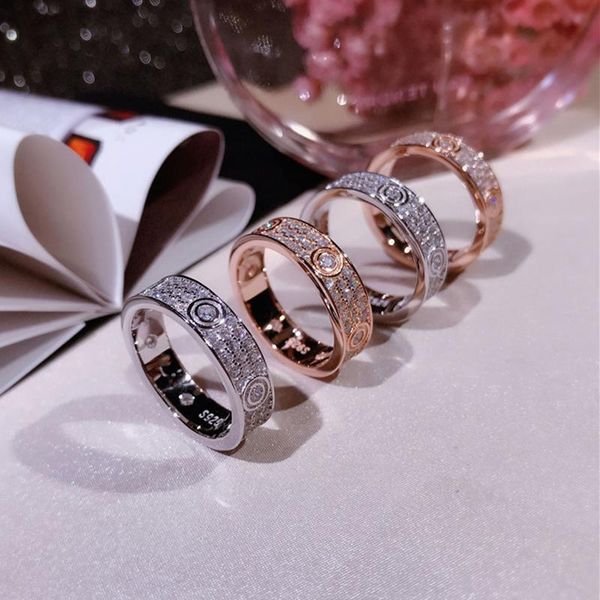 

celebrity style couple ring wide version narrow version full zircon men and women same gold color and silver color ring jewelry zk40