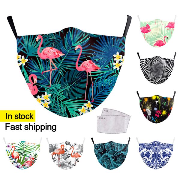 

designer face mask adults reusable anti pollution pm2.5 protective mouth mask pink watercolor anti-dust printed face masks, Silver