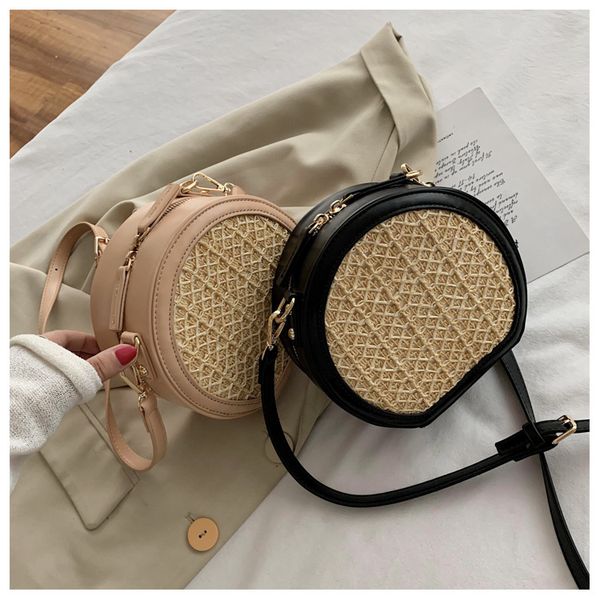 

2020 круглого pu кожи шитья weave сумка банкет сцепление женщина crossbody сумка для женщин круговой strip плеча сумки кошелька
