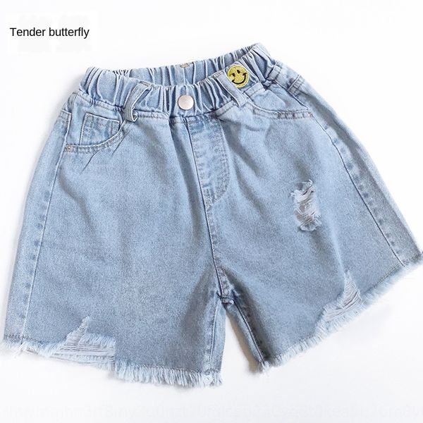 

denim shorts clothing new and children's wear jeans children's elastic waist loose cotton thin hole jeans fashion for boys and gir, Blue
