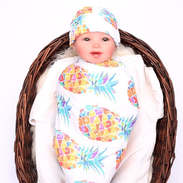 

120x 120 children's hat towel pineapple package towel set baby package blanket elephant pineapple feather fox blanket, Yellow