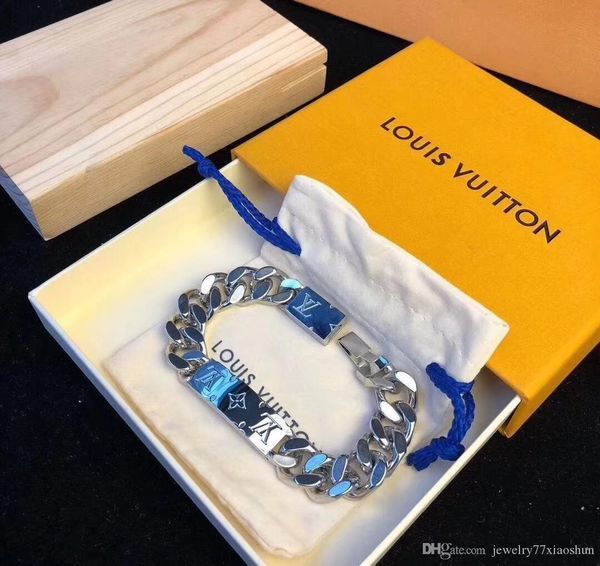 

brand fashion luxury jewelry stainless steel bracelets bangles pulseiras bracelets for man and women with gift box, Black