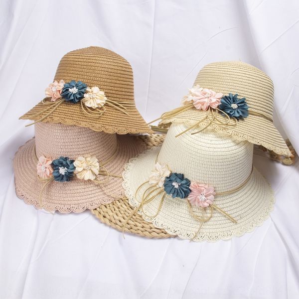 

children's straw female summer protection princess korean beach sun girl's straw foldable sun hat cool hat, Yellow