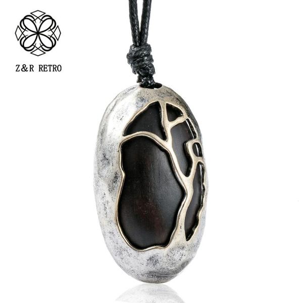 

vintage jewelry long necklace for women chokers black wooden sandalwood handmade pendant necklaces & pendants jewellery 2020, Silver
