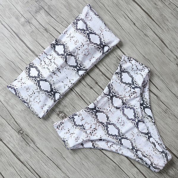 

bikini 2020 bandeau bikini set women swimwear high waist bathing suit push up swimsuit leopard print beach wear biquini, White;black